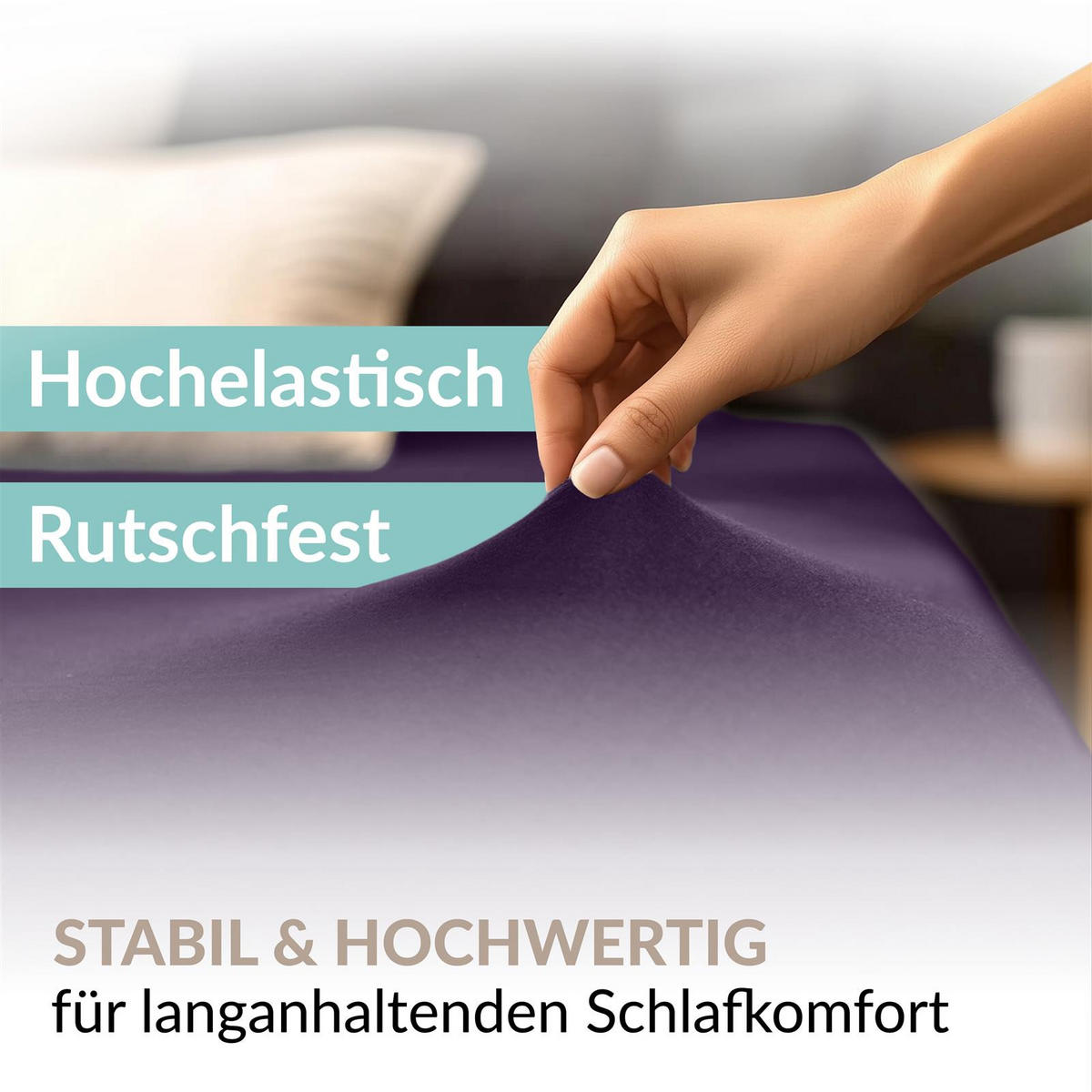 MAKO-JERSEY-BETTLAKEN 180x200 - 200x200 Feine Spannbettlaken aus 100% Baumwolle, Spannbetttuch Laken Uni Violett - Violett, Textil (200/200cm) - Carpe Sonno