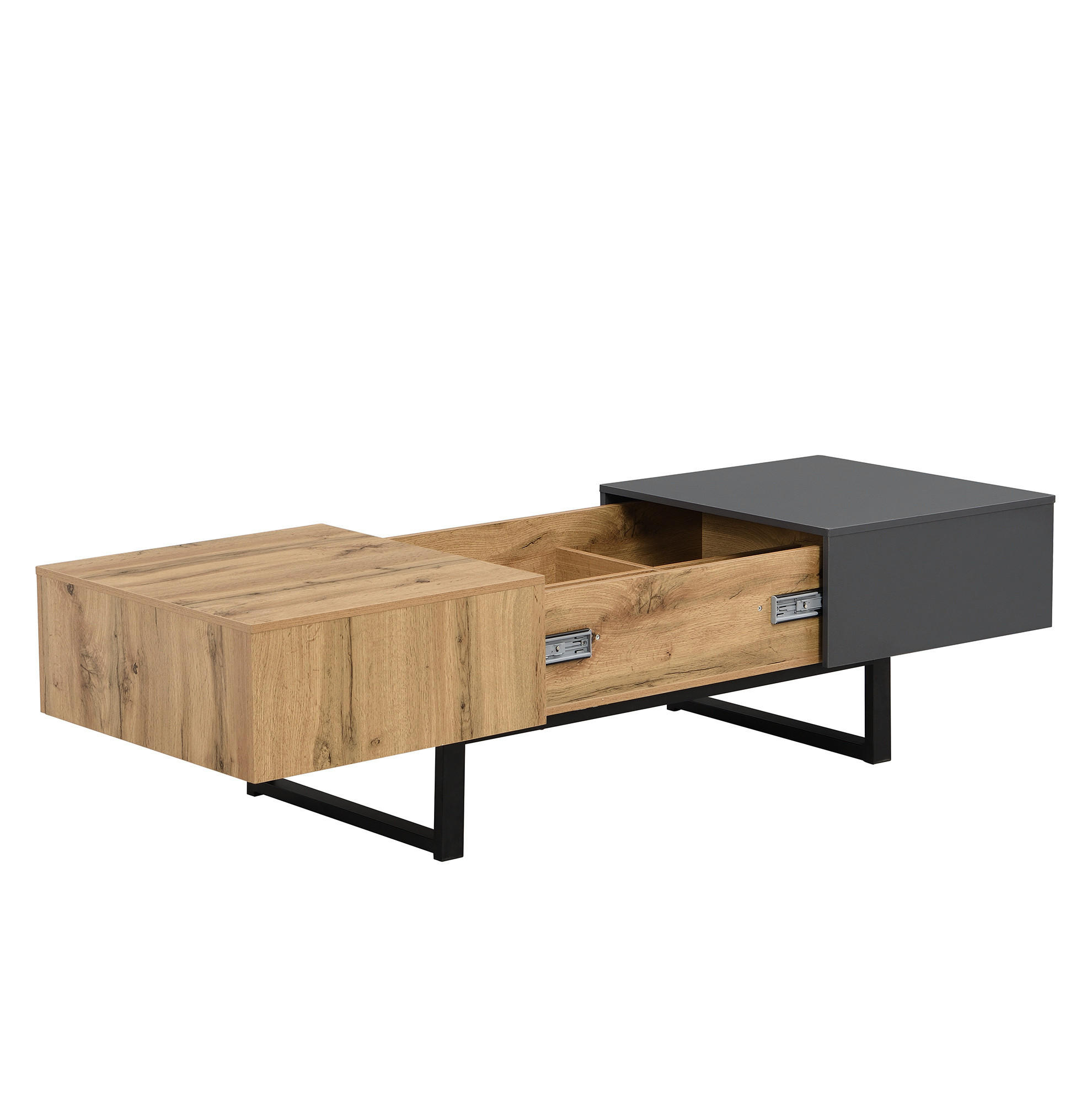 COUCHTISCH, verschiebbar, Spanplatte mit Metallständern, 155/40/55 cm, Naturfarben - Naturfarben, Holzwerkstoff (155/40/55cm) - Redom