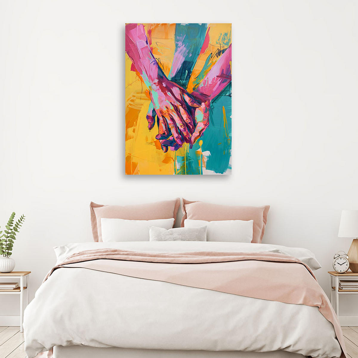 LEINWANDBILD Berührung Liebe Romantisch - Multicolor, Textil (60/90cm) - Feeby