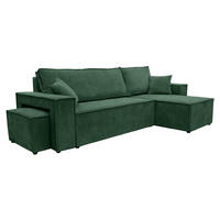 ECKSOFA Mit Schlaffunktion Und Pouf, Cordstoff Poso, Grün, Rechts, Best L Mit Pouf - Grün, Holz (244/145cm) - Kaiser Möbel