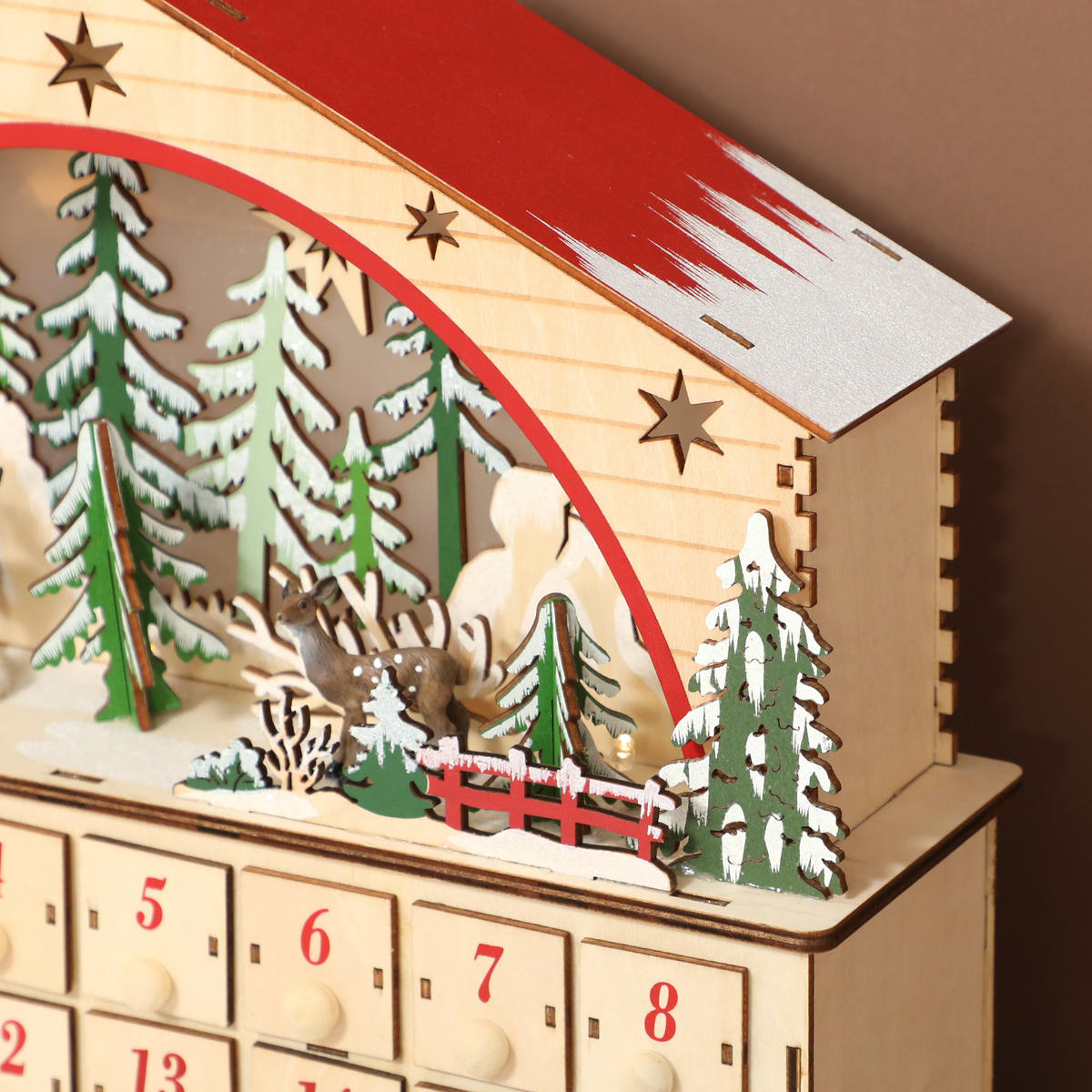 ADVENTSKALENDER zum Befüllen 24 Schubladen Fächer Weihnachtskalender Naturholz - Naturfarben, Holzwerkstoff (10/34/36cm) - HOMCOM