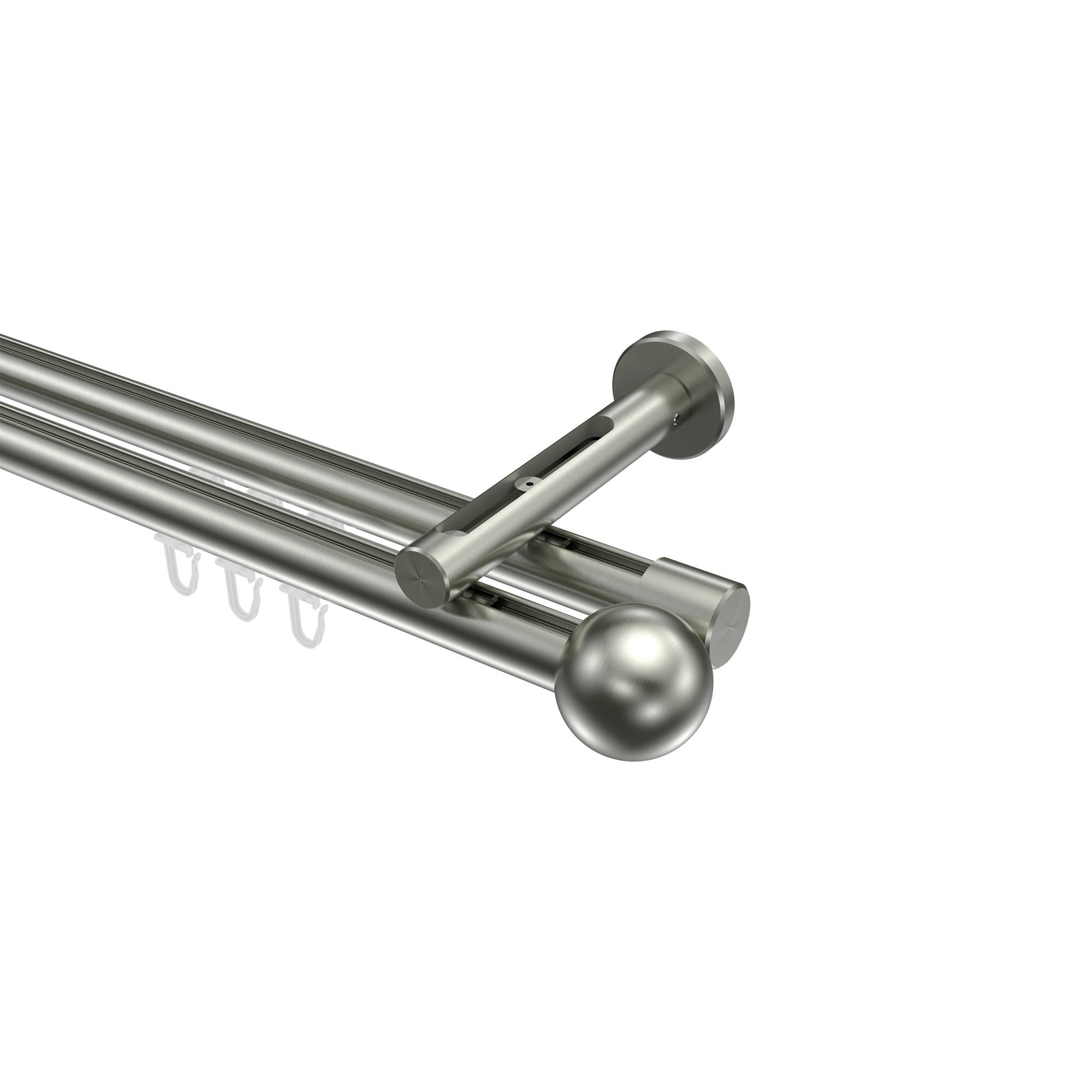 INNENLAUF-GARDINENSTANGEN-SET Siteno Luino 140 cm, 2-läufig, 20 mm Ø Edelstahl-Optik - Edelstahlfarben, Metall (140cm) - INTERDECO