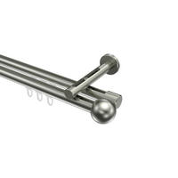 INNENLAUF-GARDINENSTANGEN-SET Siteno Luino 140 cm, 2-läufig, 20 mm Ø Edelstahl-Optik - Edelstahlfarben, Metall (140cm) - INTERDECO