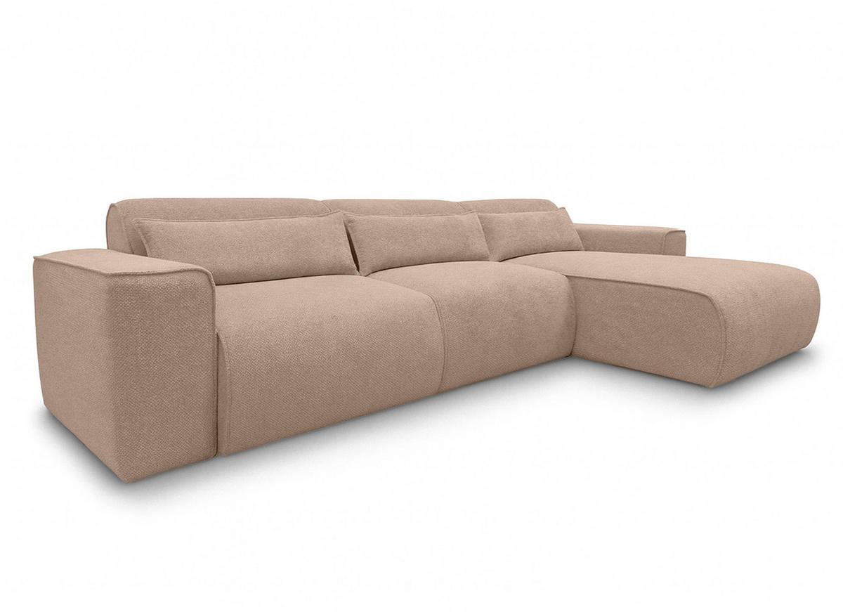ECKSOFA L Form Ruyam Beige 310/165/78 cm – Schlaffunktion Rechts - Beige/Schwarz, Kunststoff/Textil (310/170cm) - AX Living