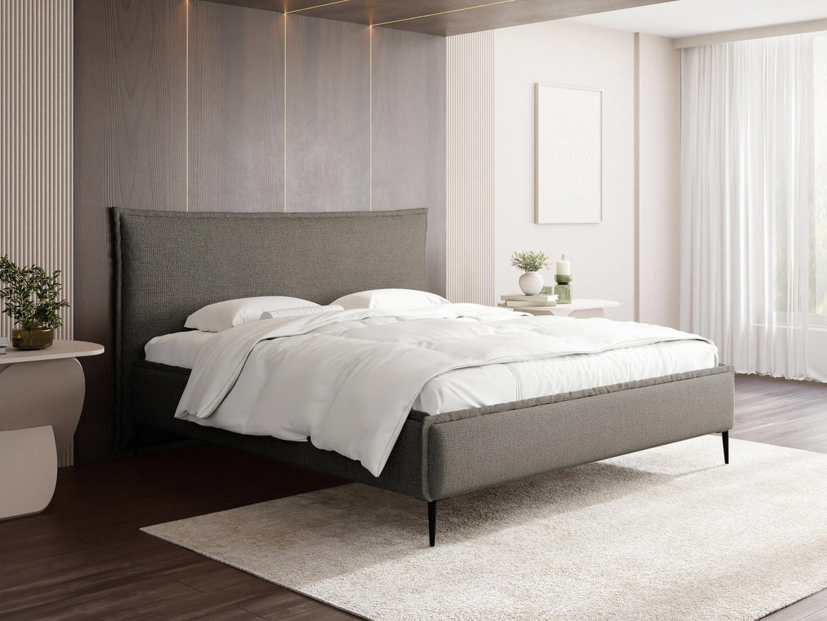POLSTERBETT Pillow Rise mit Bettkasten, Lattenrost & hohen Metallfüßen in Taupe Chenille 120x200 cm - Taupe/Beige, Holz/Holzwerkstoff (120/200cm) - WFL GROUP