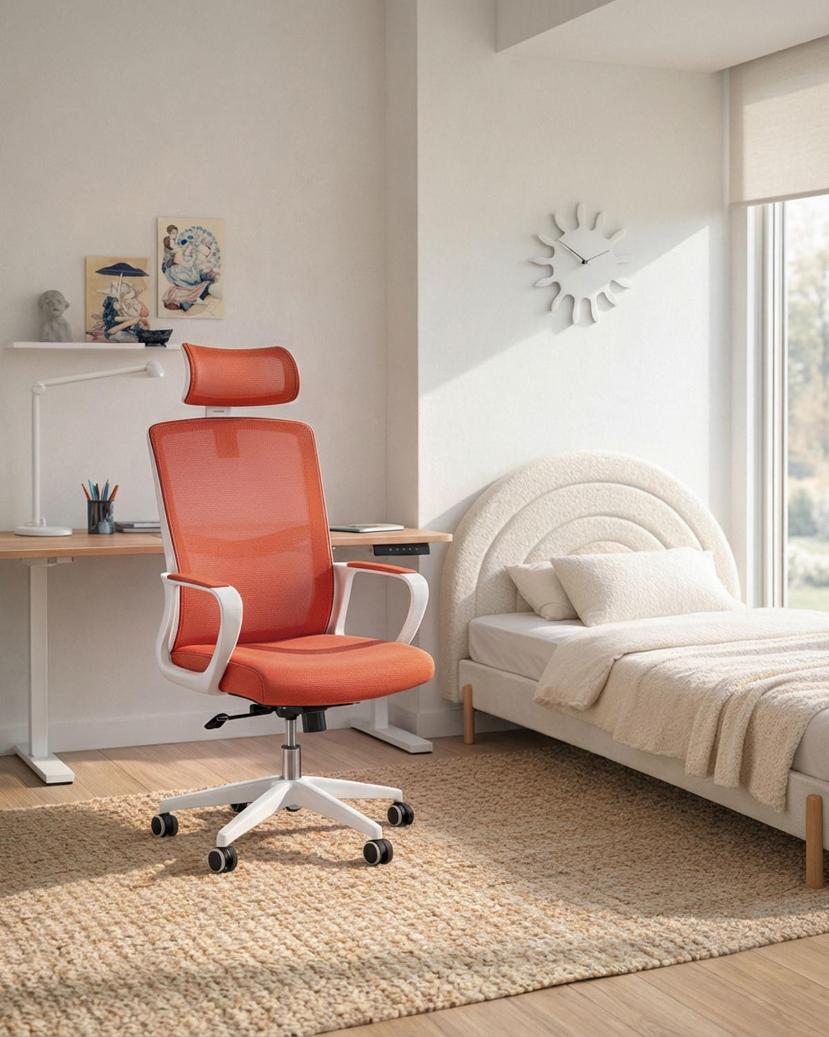 BÜROSTUHL Korallenrot Monarch - Koralle, Textil (46/110/62cm) - Beliani