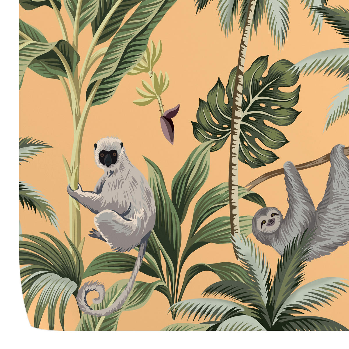 TAPETE Dschungel aus echtem Papier, 200x280cm, 8 Bögen - Orange, Papier (200/280cm) - WALLPAPERS4BEGINNERS