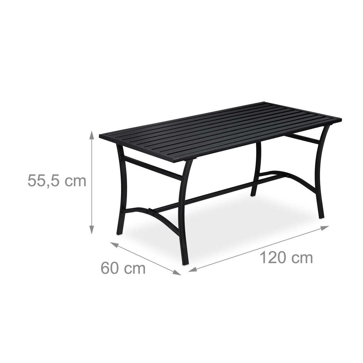 GARTENTISCH - Schwarz, Metall (60/120/55.5cm) - Relaxdays