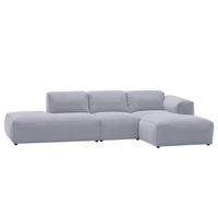 ECKSOFA mit Chaiselongue - Hellgrau/Schwarz, Kunststoff/Textil (290/173cm) - home24