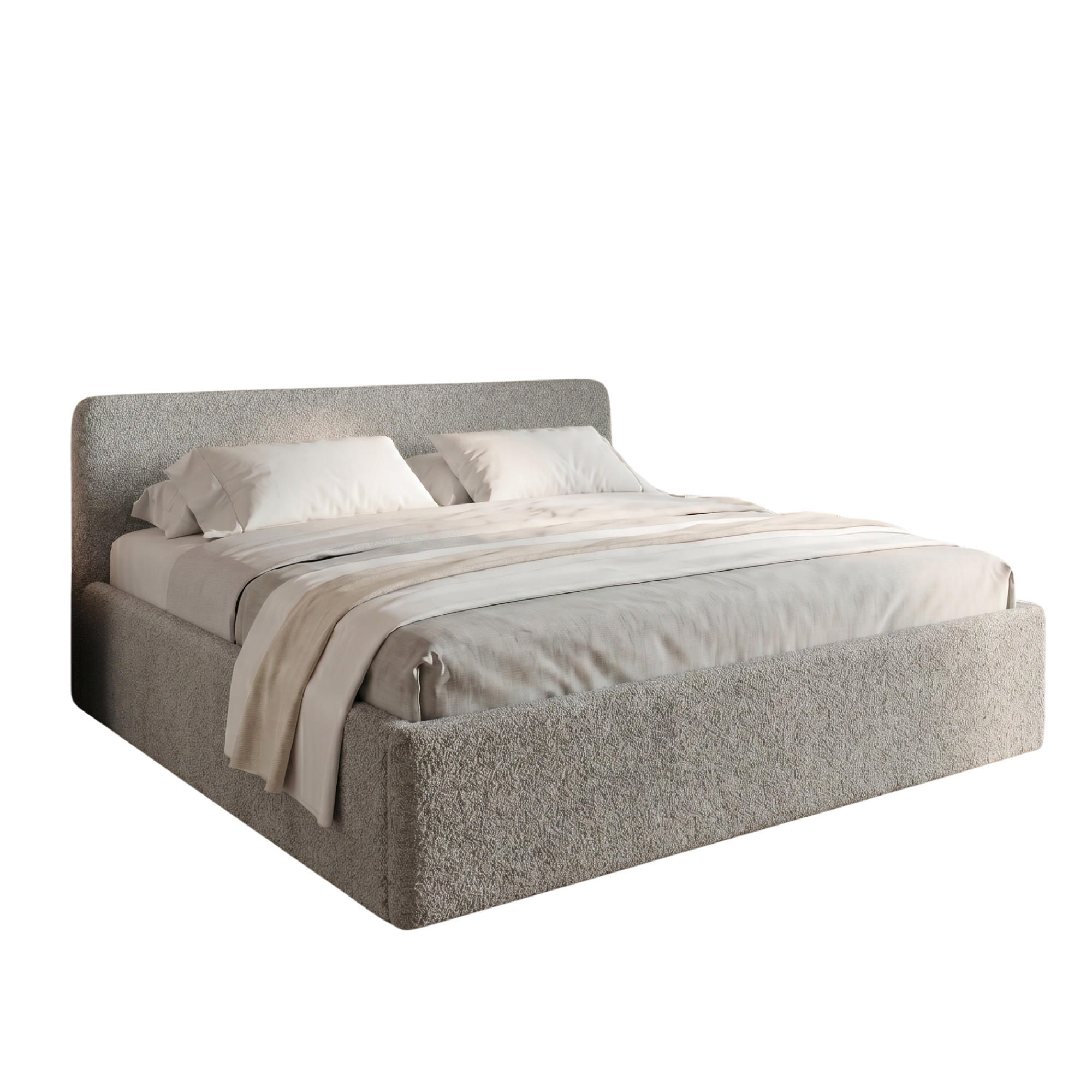 POLSTERBETT 200x200 cm Bouclé Silber - Silberfarben, Textil (200/200cm) - Home Collective
