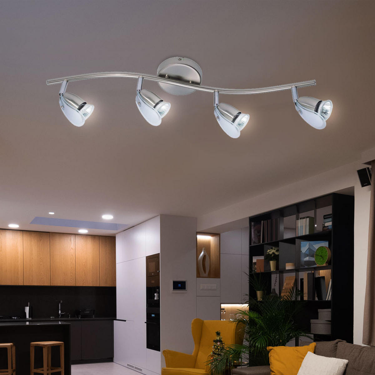 LED DECKENLEUCHTE Spot Nickel Matt Silber - Silberfarben, Glas (66/11/13.5cm) - Globo Lighting