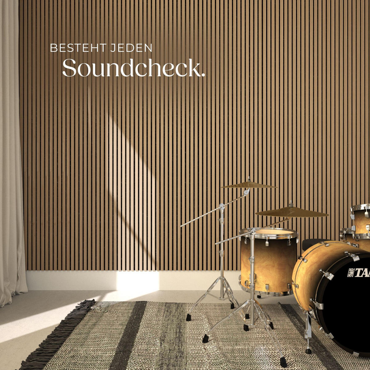 AKUSTIKPANEELE 4er Set Sonic Wall II, Echtholzfurnier, Schallabsorption, Größe flexibel anpassbar, Eiche - Braun, Holz (50/1.8/110cm) - tectake