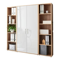 BÜROMÖBELSET 3-tlg. Sonoma Eiche / weiß Hochglanz - Eichefarben/Weiß Hochglanz, Holz/Metall (172/185/33cm)