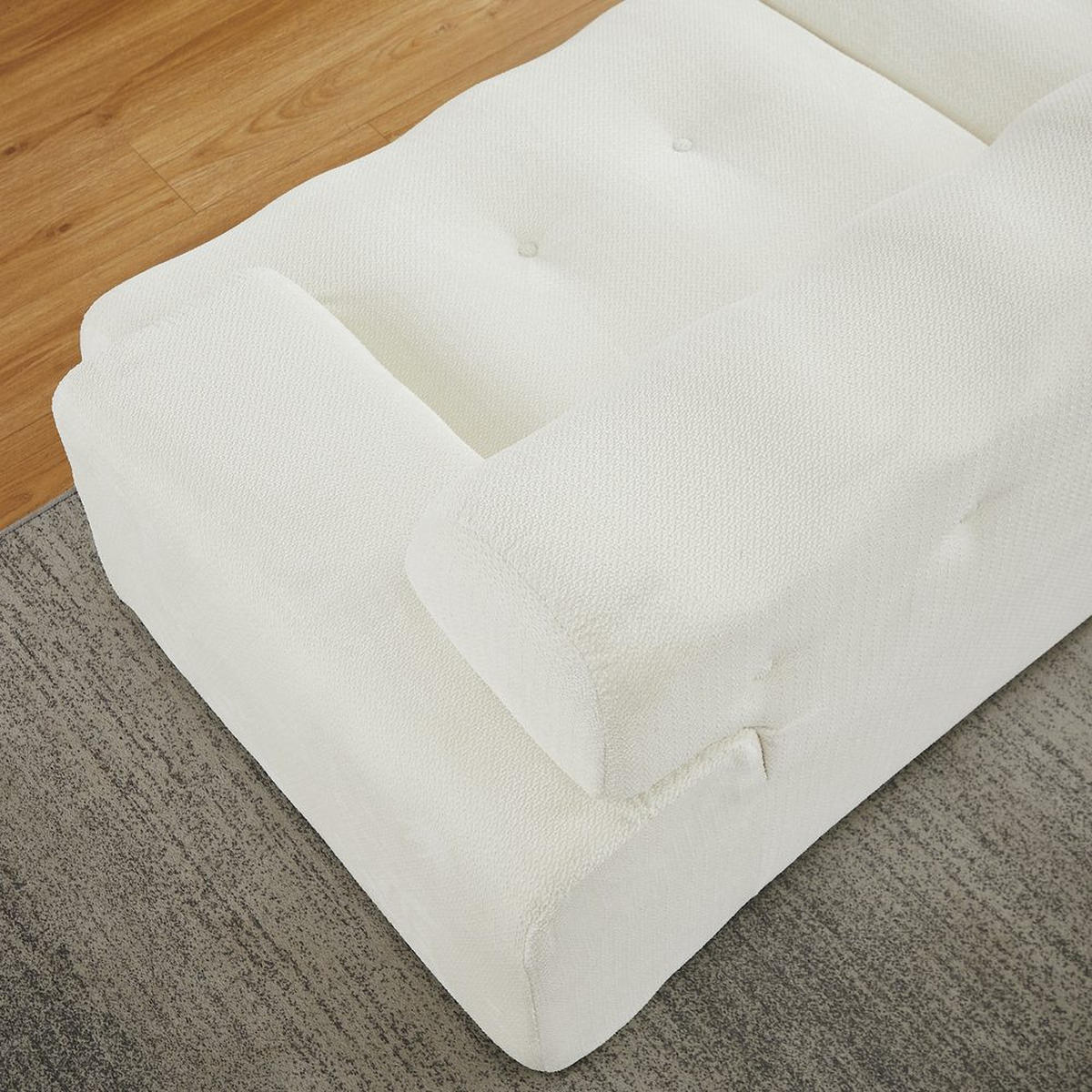 CLOUD-SOFA 2-SITZER, BREITE ARMLEHNEN, KNOPF-DESIGN - Beige, Textil (104/66/224cm)