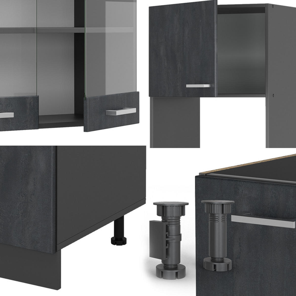 ECKKÜCHE IN L-FORM R-Line Schwarz Beton/Anthrazit 237 x 247 cm AP Eiche - Anthrazit/Schwarz, Holzwerkstoff (247/81.6/60cm) - Vicco
