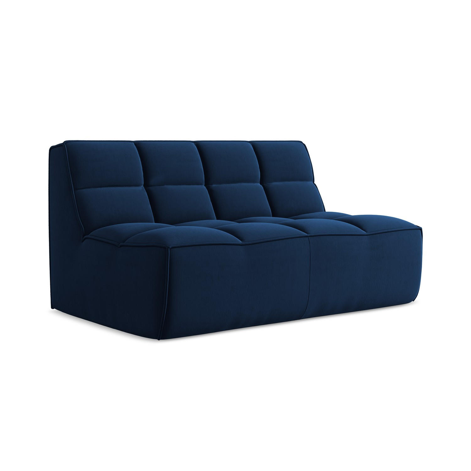 2-SITZER-SOFA Samt Stoff Blau - Blau/Schwarz, Kunststoff/Textil (160/75/93cm) - LaMiaSofa