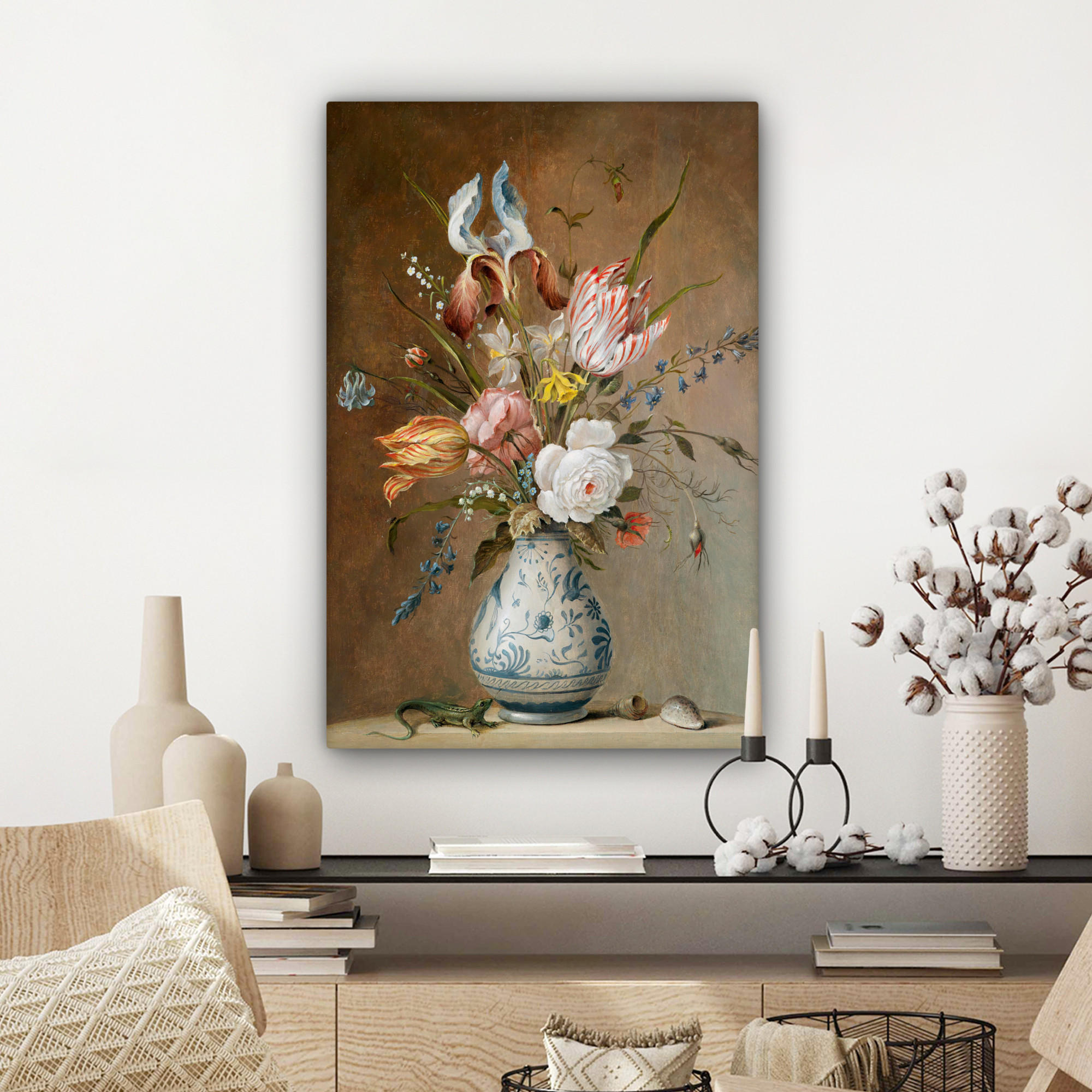LEINWANDBILD Alte Meister - Blumen - Balthasar van der Ast 40x60 cm - Hellbraun, Textil (40/60cm) - MuchoWow