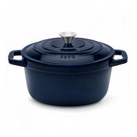 SCHMORTOPF ALMA22 Marineblau, Runder Schmortopf aus emailliertem, Gusseisen 22 cm, Fassungsvermögen 3,3 L - Schwarz, Metall (31.6/27.9/15.8cm) - La Fonderie 1890