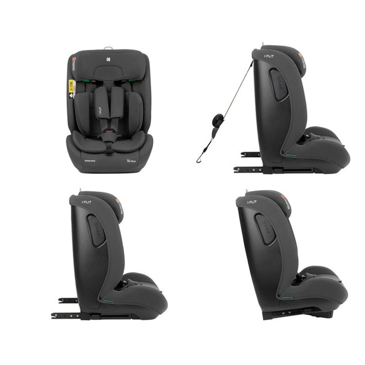 KINDERSITZ i-Flit i-Size dunkelgrau (76-150cm) Isofix Kopfstütze verstellbar SPS - Dunkelgrau, Kunststoff (44/62/45cm) - Kikka boo