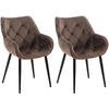 ARMLEHNENSTUHL 2er Set Samt Braun - Schwarz/Braun, Textil/Metall (58/83/62cm) - CLP