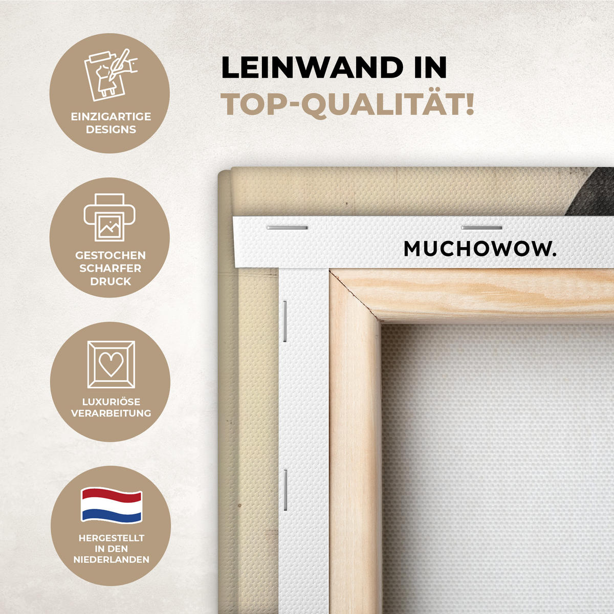 LEINWANDBILD Kreise - Balken - Schwarz - Abstrakt Wanddeko 90x60 cm - Schwarz, Textil (90/60cm) - MuchoWow