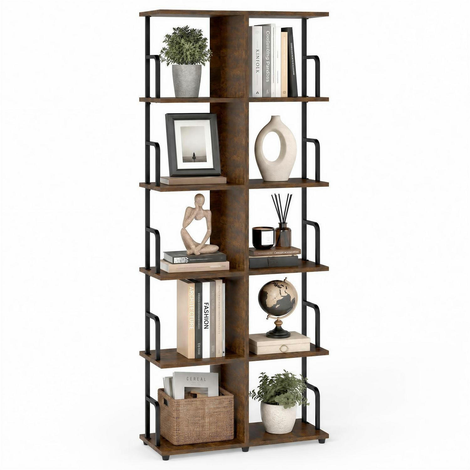 BÜCHERREGAL Industrial Style Braun/Schwarz 60 x 24 x 156.7 cm - Braun, Holzwerkstoff (60/156.7/24cm)
