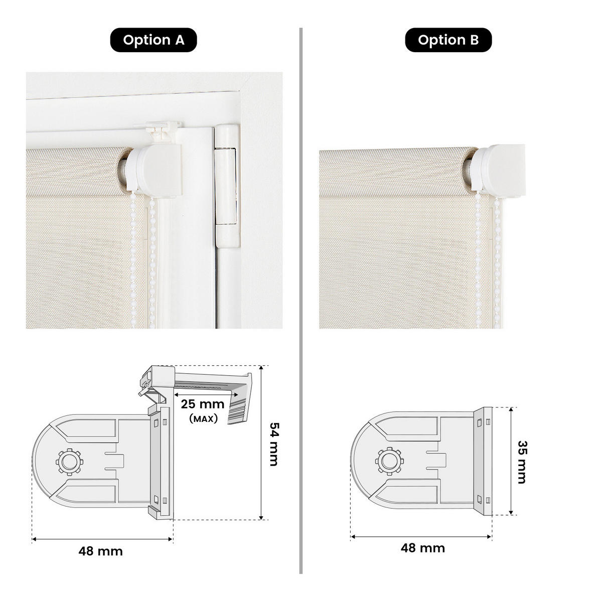 SCREEN-ROLLO without drilling 60X180 - Ecru, Kunststoff (60/180cm) - STORESDECO