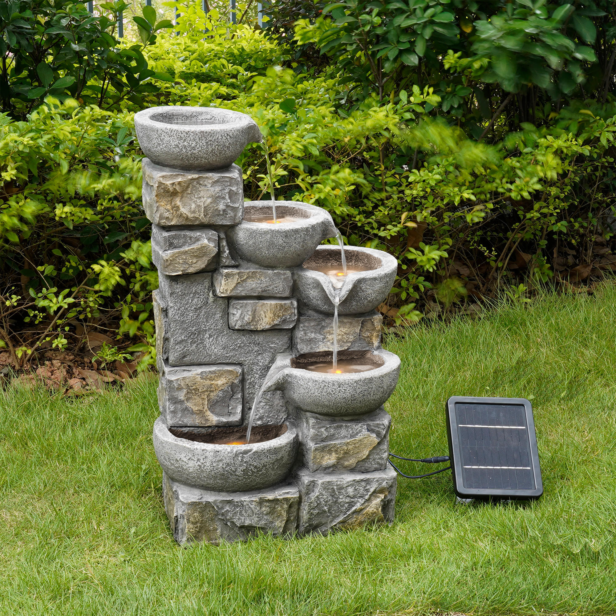 SOLAR-BRUNNEN Outdoor - Grau, Kunststoff (43.2/30.5/68.6cm) - Teamson Home