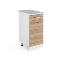 UNTERSCHRANK R-Line Sonoma 40 cm mit Schublade, mit Arbeitsplatte - Weiß/Sonoma Eiche, Holzwerkstoff (40/81.6/60cm) - Vicco