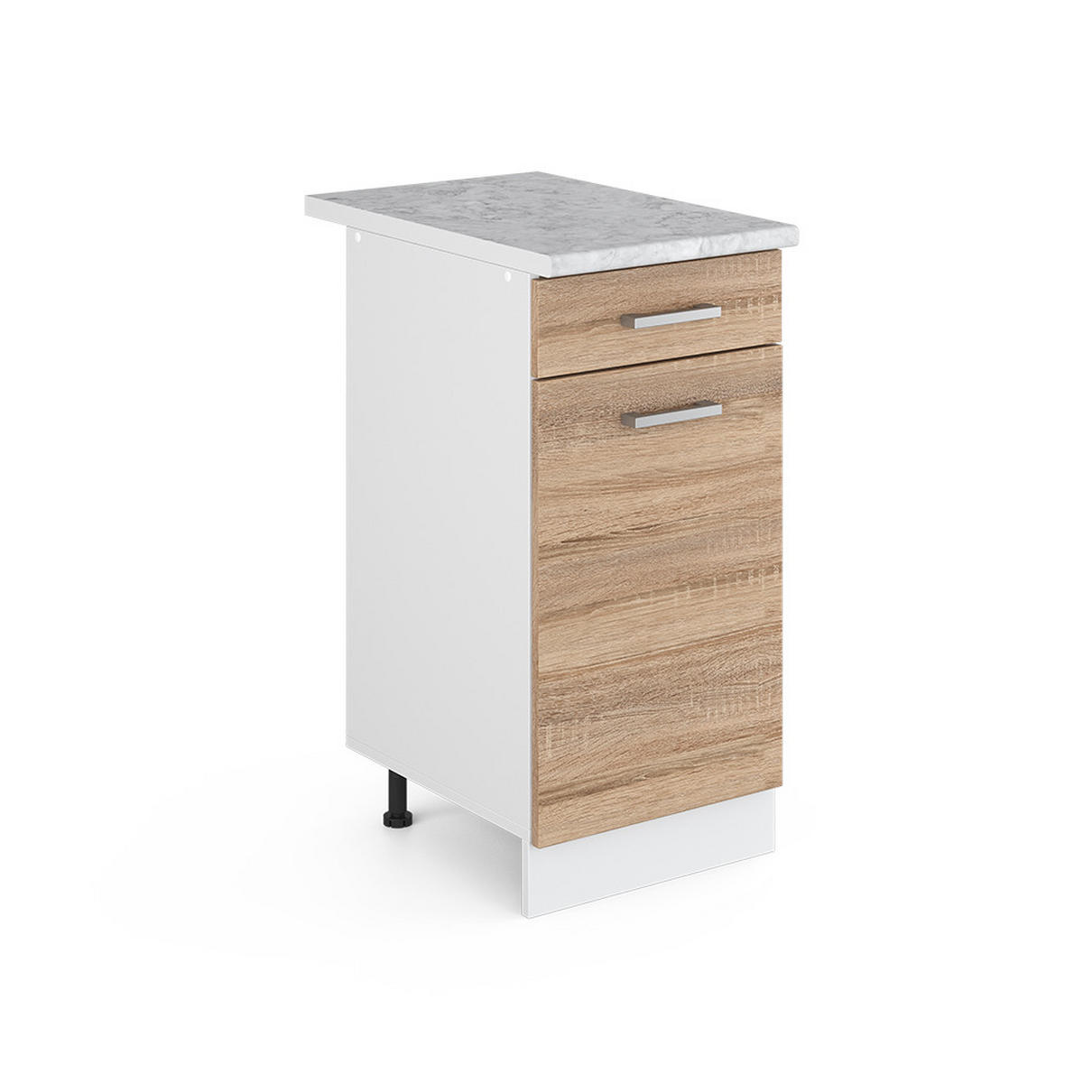UNTERSCHRANK R-Line Sonoma 40 cm mit Schublade, mit Arbeitsplatte - Weiß/Sonoma Eiche, Holzwerkstoff (40/81.6/60cm) - Vicco