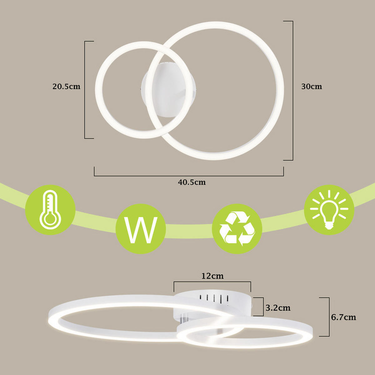 LED stropní svítidlo 30/40,5/6,7 cm - bílá, plast (40.5/30/6.7cm) - Nettlife