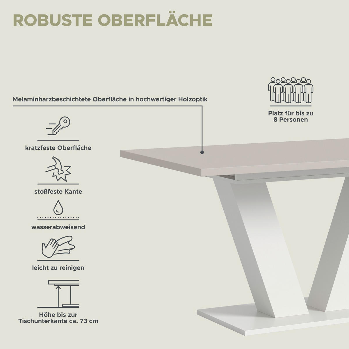ESSTISCH MOTION (B/H/T: ca. 150/76/90 cm) in Weiß/Kaschmir - Weiß, Holzwerkstoff (90/150/76cm)