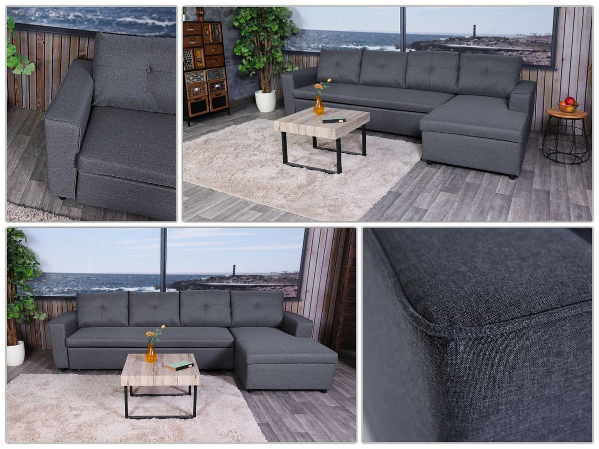 ECKSOFA MIT BETTKASTEN Grau - Grau, Textil (290/150cm) - MCW