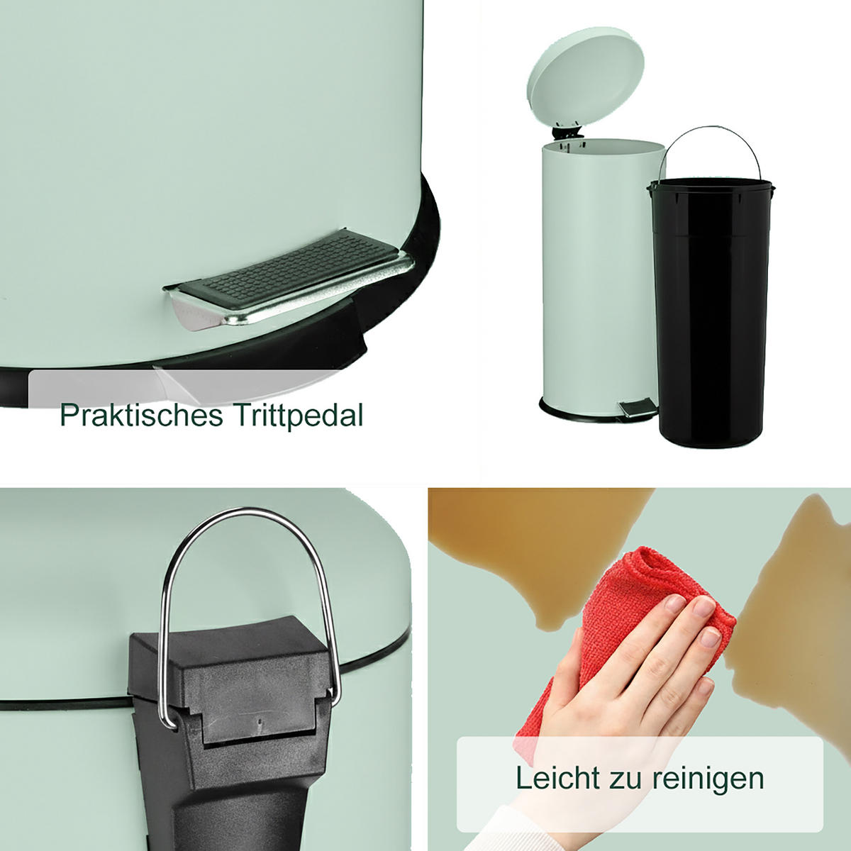 KOŠ na odpad - tyrkysová, kov/plast (33/68/29cm) - Relaxdays