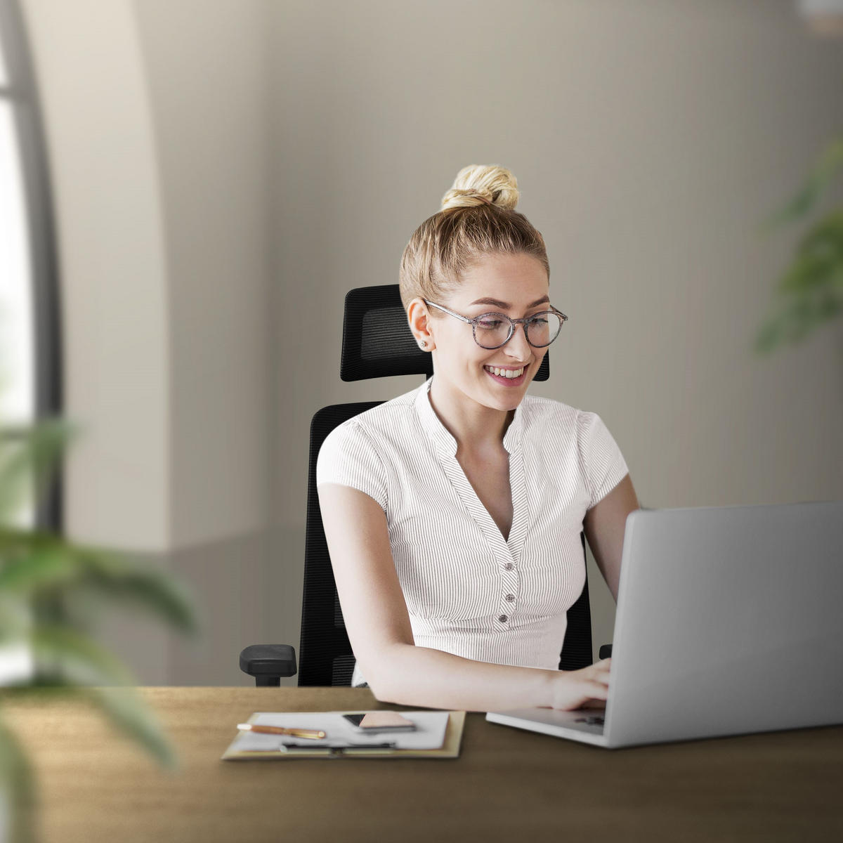 SCHREIBTISCHSTUHL Surpreme schwarz - Schwarz, Kunststoff (66/123/68cm) - ML-DESIGN