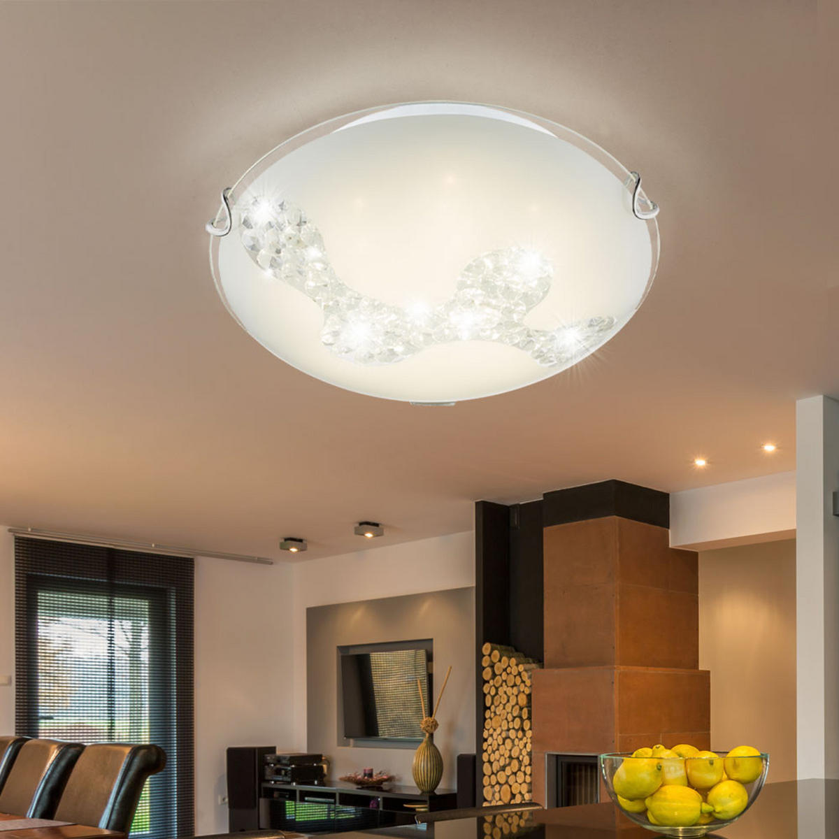 LED DECKENLEUCHTE DERK Weiß Glas satiniert - Weiß, Glas (25/25/9.5cm) - Globo Lighting