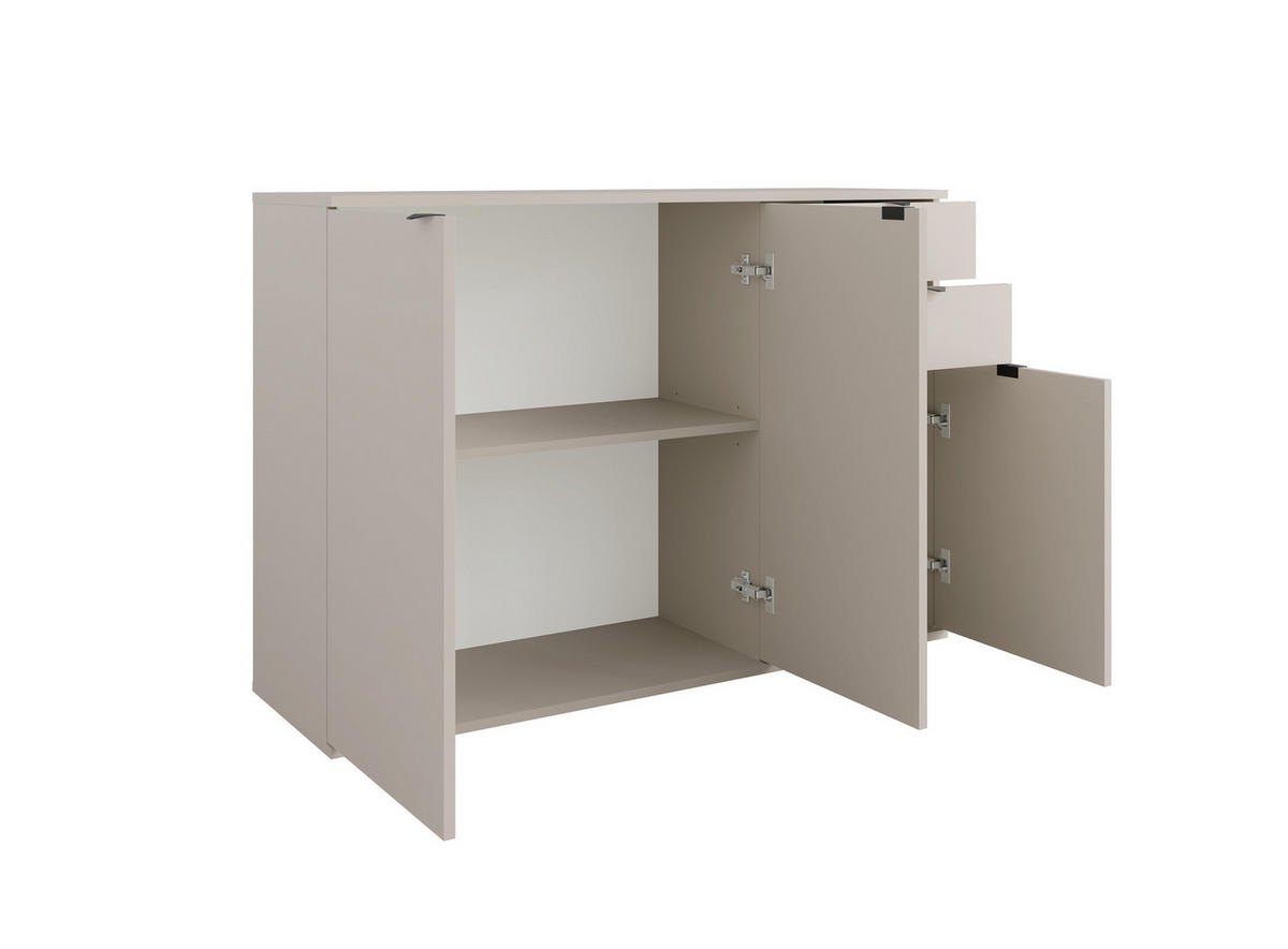 KOMMODE METRIX 120/82,5/35cm mit 2 Schubladen 3 Türen Kaschmir - Kaschmir, Holzwerkstoff (120/82.5/35cm) - MASSENO