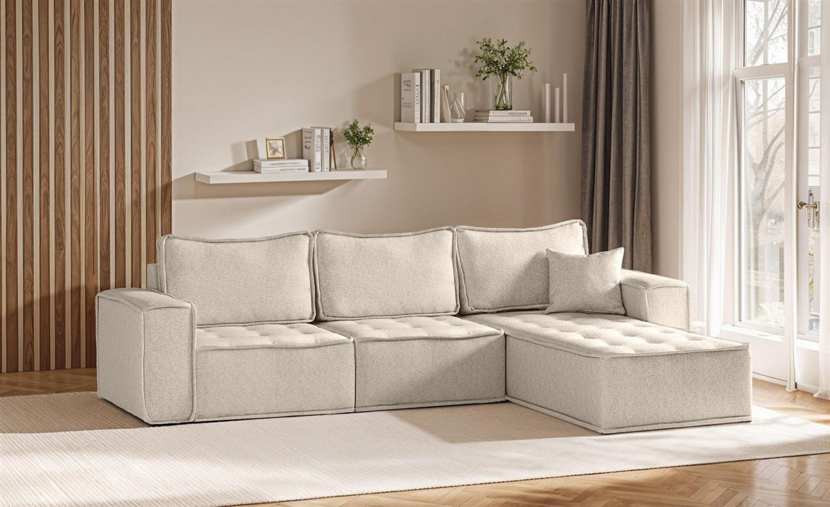 ECKSOFA Sande In Alpine - Beige, Holzwerkstoff/Textil (292/192cm) - Fun Möbel