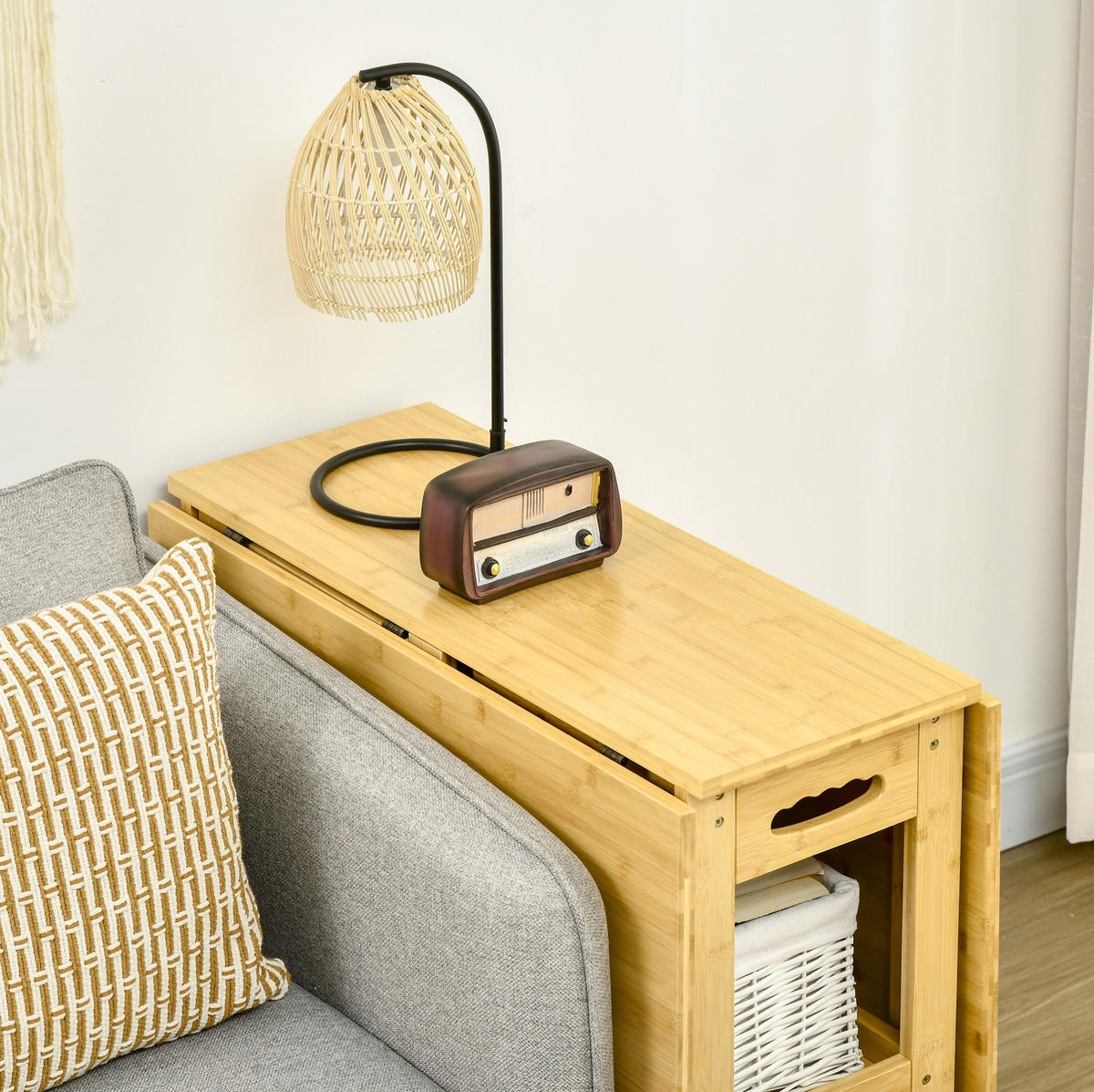 KLAPPTISCH 149,5/80/73,5 cm, seitlich ausklappbar mit Ablagefächern - Braun, Holz (149.5/80/73.5cm) - BEAOK