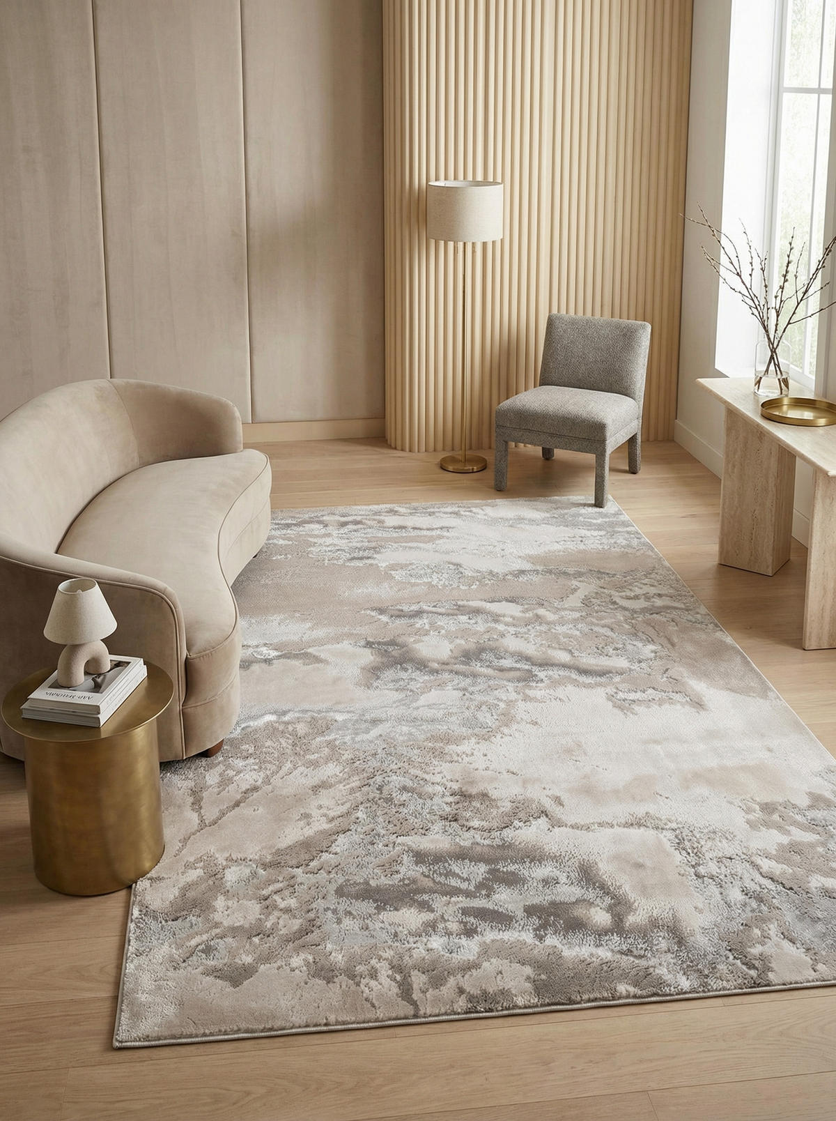 TEPPICH Polyester flachflor abstrakt hochglanz Como-Lecco, Silbergrau 120x170 cm - Silberfarben, Textil (120/170cm) - KADIMA DESIGN