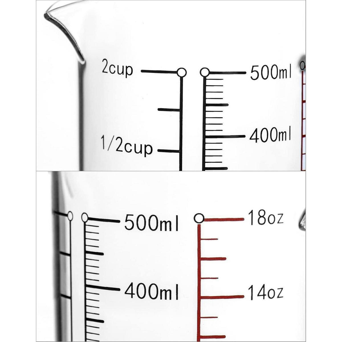 MESSBECHER 500ml Borosilikatglas mit Bambusdeckel - Transparent, Glas (0.5L)