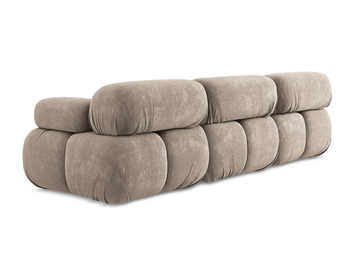 3-SITZER SOFA Chenille Stoff Beige - Beige/Schwarz, Kunststoff/Textil (285/70/96cm) - Makamii