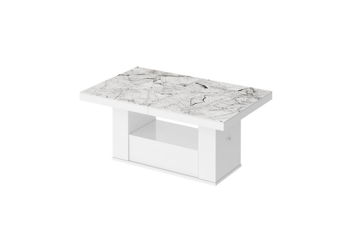 COUCHTISCH rechteckig Marmoroptik - Weiß Hochglanz 120/75/54 cm - Weiß Hochglanz/Weiß, Holzwerkstoff (75/120/54cm) - designimpex