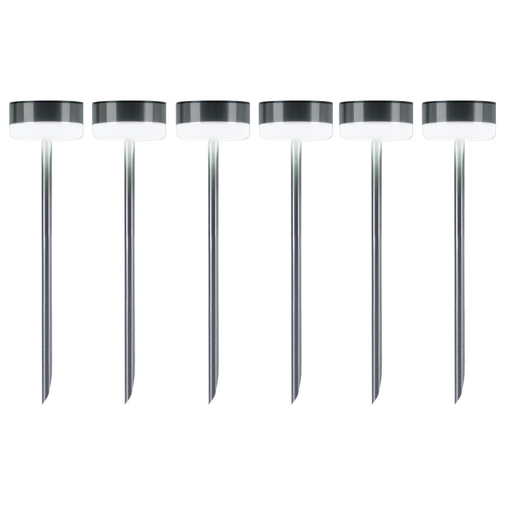 LED AUSSENLEUCHTE Edelstahl Silber 6er Set - Silberfarben, Metall (9/9/39cm)