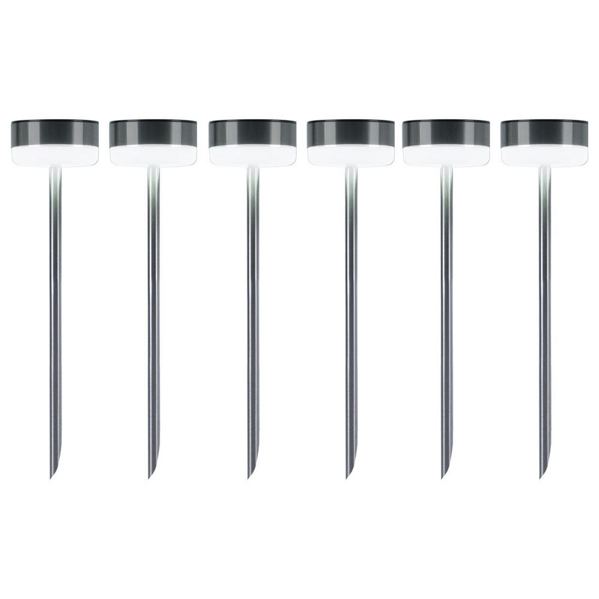 LED AUSSENLEUCHTE Edelstahl Silber 6er Set - Silberfarben, Metall (9/9/39cm)