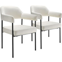 ARMLEHNSTUHL 2er Set Doé 58 x 62 x 85 cm Webstoff off-white/schwarz - Schwarz/Weiß, Textil (58/85/62cm) - tectake