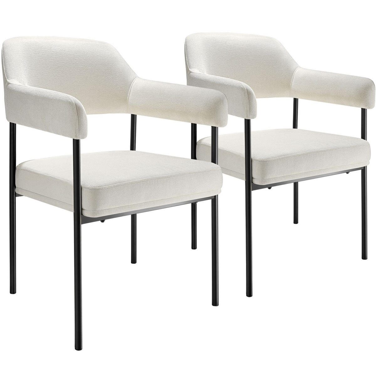 ARMLEHNSTUHL 2er Set Doé 58 x 62 x 85 cm Webstoff off-white/schwarz - Schwarz/Weiß, Textil (58/85/62cm) - tectake