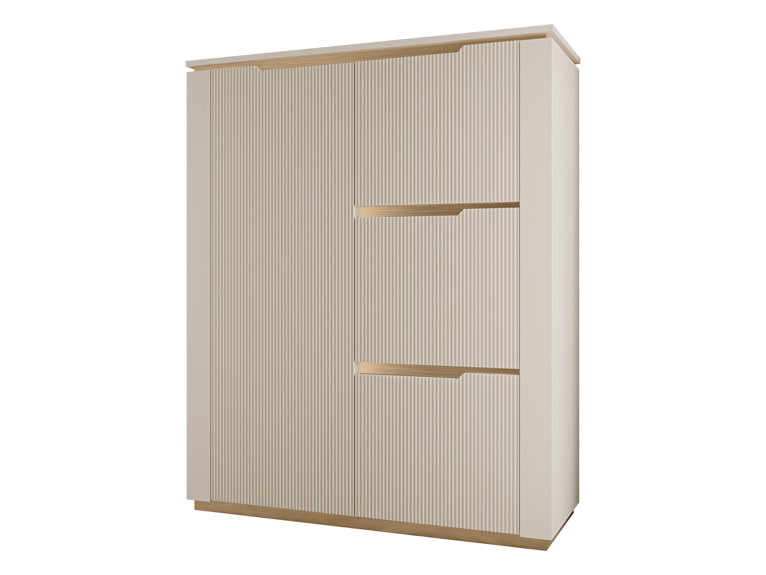 KOMMODE Hilafin 4D - Sandfarben/Goldfarben, Holzwerkstoff/Kunststoff (106/131/40cm) - MIRJAN24