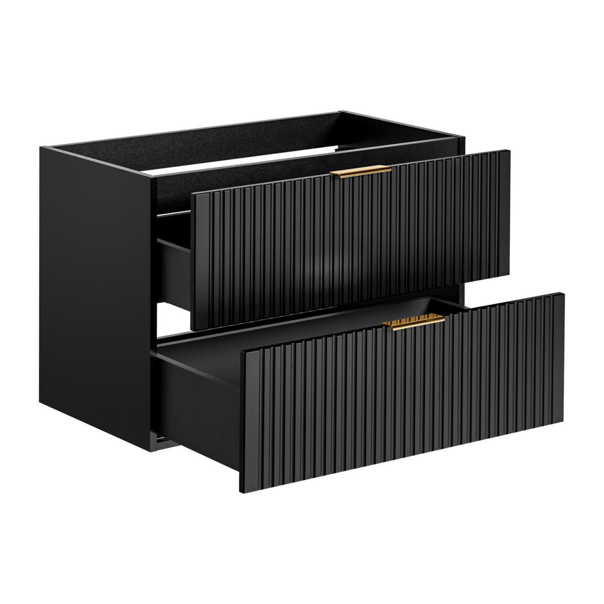 WASHTISCHKOMBI ADEN SET1 Profilierte Fronten Schwarz - Goldfarben/Schwarz, Glas/Holzwerkstoff (80/75/46cm) - Komodee