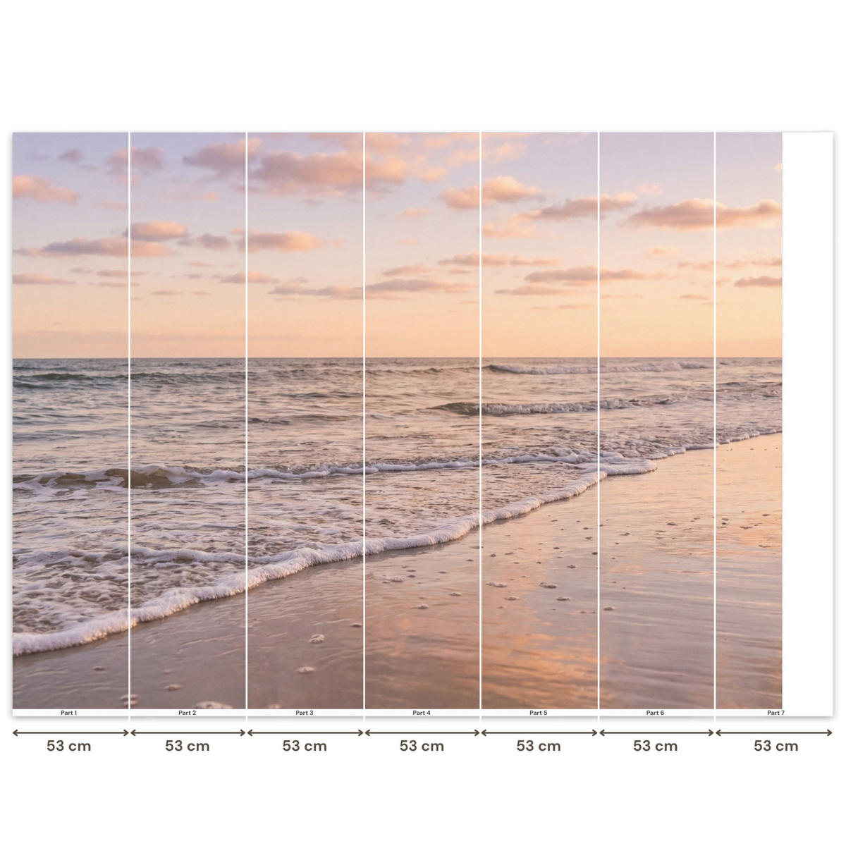 TAPETE - Strand - Brandung - Wolken - 350x260 cm - Hellrosa, Papier (350/260cm) - OnlyWow